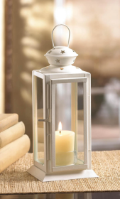 White Starlight Candle Lantern - Elegant Home Decor Accent with LED Lights