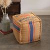 Burlap Farmhouse Pouf