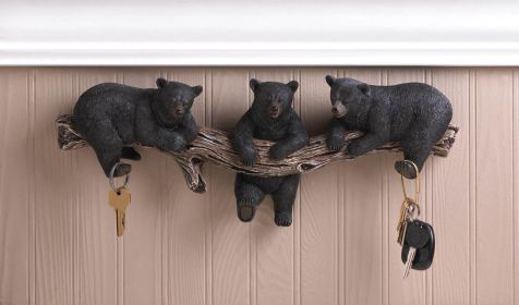 Rustic Black Bear Wall Hooks - Decorative Cabin Accessories