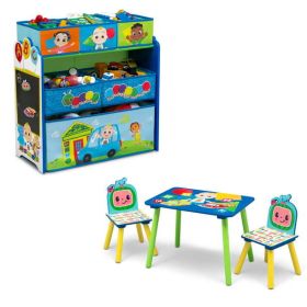 4-Piece Toddler Playroom– Includes Play Table Toy Organizer; Greenguard Gold Certified; Blue/Green