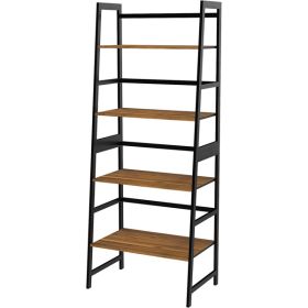 Bookshelf; Ladder Shelf; 4 Tier Tall Bookcase; Modern Open Book Case for Bedroom; Living Room; Office (Brown)