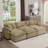 Oversized Modular Cushion Sofa, Portable Ottoman, L-Shaped Corner Low Back Deep Seating Spacious Sofa Setfor Home Apartment Living Room Set