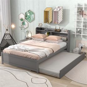 Full Bed with Trundle,Bookcase,Grey