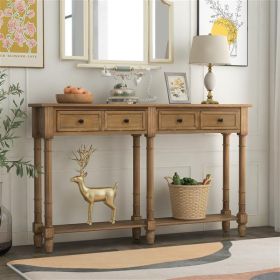 Console Table Sofa Table Easy Assembly with Two Storage Drawers and Bottom Shelf for Living Room, Entryway (Old Pine)