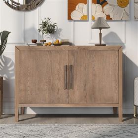 U-Style Storage Cabinet Sideboard Wooden Cabinet with 2 Metal handles and 2 Doors for Hallway, Entryway, Living Room