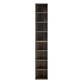 8-Tier Media Tower Rack, CD DVD Slim Storage Cabinet with Adjustable Shelves, Tall Narrow Bookcase Display Bookshelf for Home Office