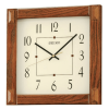 Seiko 13" Square Medium Brown Wood Wall Clock, Analog, Quartz, QXA469BLH