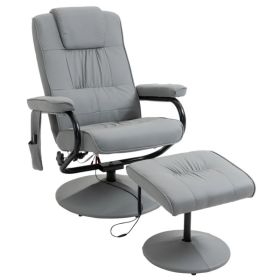 Gray massage chair with footstool, vibration massage recliner with remote control,Office chair, living room chair