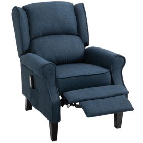 Dark Blue Massage Recliner Chair. Wingback Single Sofa with Vibration Massage, Heat, Push Back