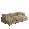 Oversized Modular Cushion Sofa, Portable Ottoman, L-Shaped Corner Low Back Deep Seating Spacious Sofa Setfor Home Apartment Living Room Set