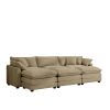 Oversized Modular Cushion Sofa, Portable Ottoman, L-Shaped Corner Low Back Deep Seating Spacious Sofa Setfor Home Apartment Living Room Set