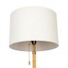 Stellar Wood Rattan Tube , Gold Brass Metal and White Linen Shade Floor Lamp