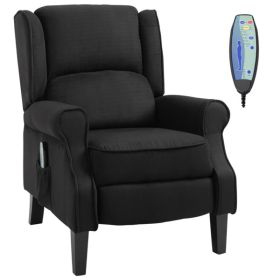 Black Massage Recliner Chair. Wingback Single Sofa with Vibration Massage, Heat, Push Back