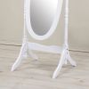 Traditional Queen Anna Style Wood Floor Cheval Mirror, White Finish