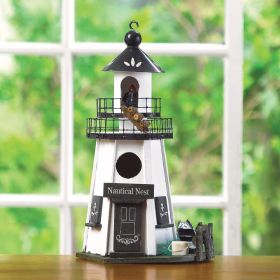 Nautical Lighthouse Birdhouse for Nautical Decor and Garden Birds