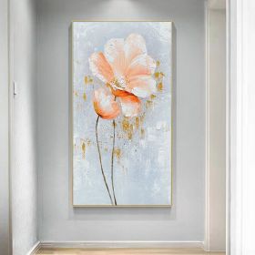 100% Handmade Orange Flower Oil Painting Modern Art Picture Living Room Luxury Abstract Art Corridor Aisle Wall Decor (size: 90x180cm)