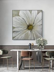 Handmade Best Gray Gold Foil Flower Oil Painting Canvas Acrylic Wall Hand-painted Home Quadros Decoracion For Living Room Gifts (size: 80x80cm)