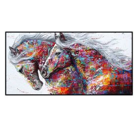 Two Running Horses Canvas Oil Painting Wall Art Pictures Modern Abstract Animal Prints and Posters for Living Room Decor No Frame (size: 150x220cm)