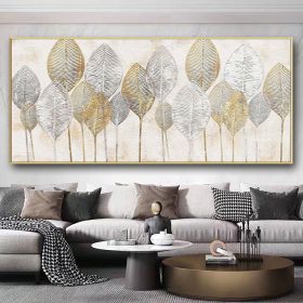 Handmade Oil Painting Abstract Gold Leaf Oil Painting On Canvas Original Modern Gold Foil Texture Acrylic Painting Living room Large Wall Art Home Dec (Style: 01, size: 75x150cm)