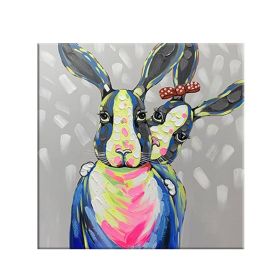 Color Animal Rabbit Abstract Art Wall Painting Modern Living Room Bedroom Home Decoration Frameless Poster (size: 80x80cm)