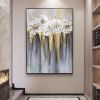 Foil golden flowers hand painted oil painting on canvas abstract large painting wall picture for home office decor