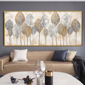 Hand Painted Thick Textured Abstract Gold Foil Oil Painting on Canvas Oil Modern Painting Fine Art Picture No Frame (size: 100x200cm)