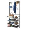 Entryway Coat Hat Rack Shoe Storage Shelf Shoe Rack Freestanding Hall Tree Garment Hanger Stand Clothes Shoe Organizer Combo