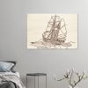 Vintage Sailboat Wood Print Wall Art in Blue Design by HadiArts