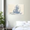 Vintage Sailboat Wood Print Wall Art in Blue Design by HadiArts