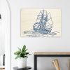 Vintage Sailboat Wood Print Wall Art in Blue Design by HadiArts