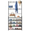 Entryway Coat Hat Rack Shoe Storage Shelf Shoe Rack Freestanding Hall Tree Garment Hanger Stand Clothes Shoe Organizer Combo