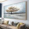 Handmade Oil Painting On Canvas Wall Art Decoration Modern Abstract Tree Painting Home Living Room Bedroom Luxurious Decoration Painting